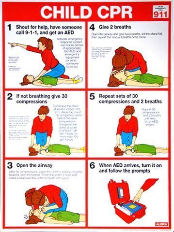 child cpr  aid wall chart poster  aha guidelines fitnus corp