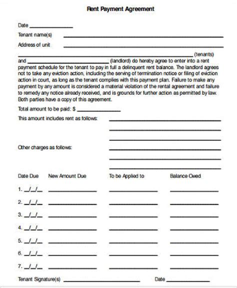 sample payment agreement forms   ms word