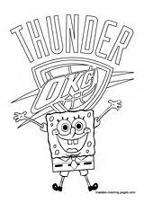 Thunder Coloring Pages Oklahoma City Nba Spongebob Print sketch template