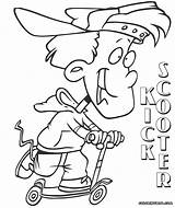 Scooter Kick Coloring Pages Print Color sketch template