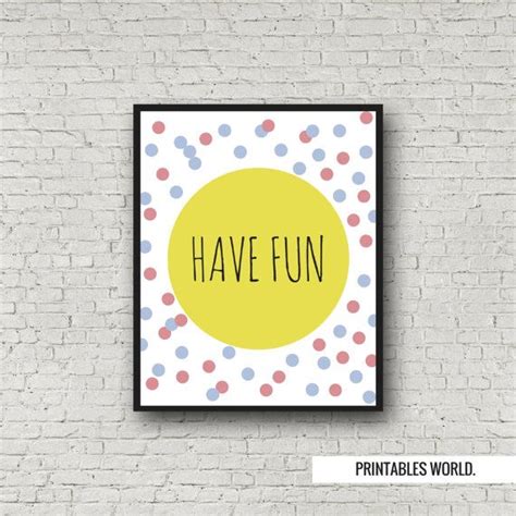 fun printable poster instant  yellow pink blue