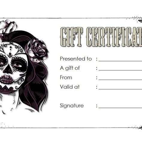 tattoo gift certificate template  shop  voucher ideas