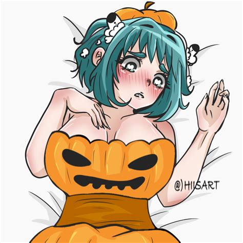 rule 34 100 kanojo big breasts green eyes green hair halloween