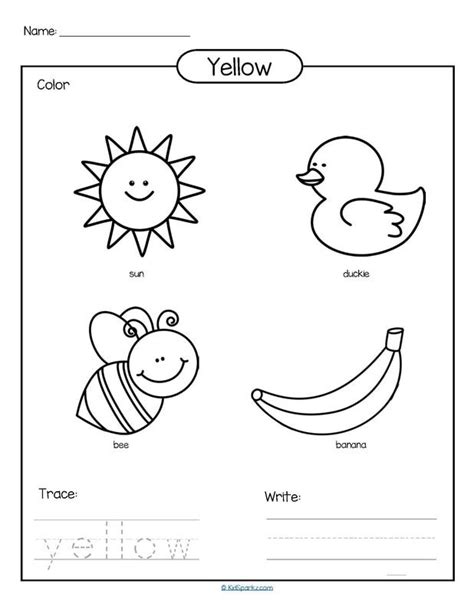 color yellow printable color trace  write teaching colors