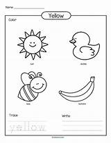 Yellow Color Preschool Kindergarten Colors Printable Activities Worksheets Coloring Pages Trace Learning Printables Letter Theme Worksheet Colouring Preschoolers Pre Kinder sketch template