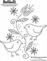 Bird Embroidery Hand Flower Patterns Choose Board Sampler Designs sketch template
