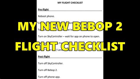 bebop  flight checklist youtube