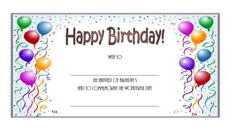 birthday gift certificate template   gift certificate