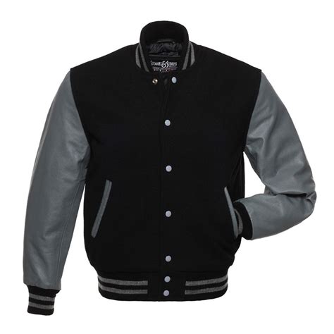 jacketshop jacket black wool grey leather varsity jackets