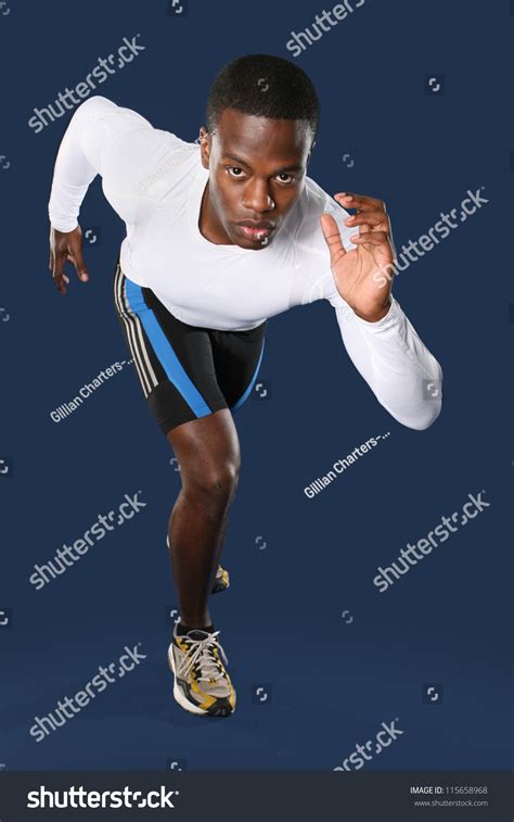 athletic young black male running  sports kit stock photo  shutterstock