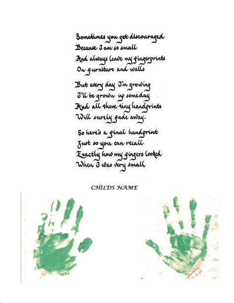 handprints poem printable printable world holiday