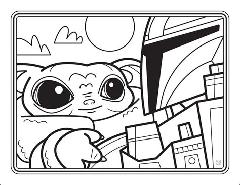 star wars baby yoda colouring pages