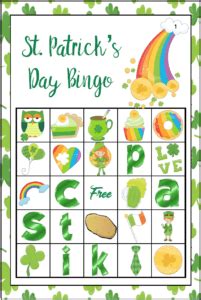 printable st patricks day bingo  cards