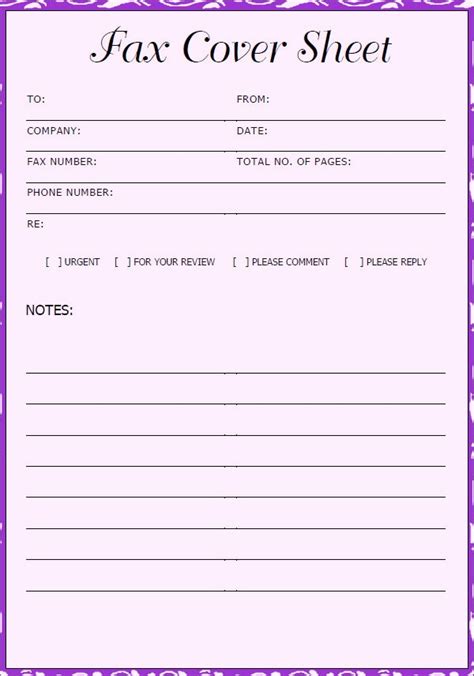 printable fillable fax cover sheet template