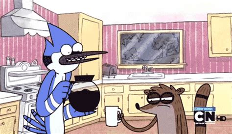 regular show coffee gif find share  giphy