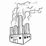 Factory Inquinamento Industrial Fabbrica Polluting Smokestack Abbozzo sketch template