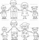 Family Coloring Members Pages Holding Hands Happy Kids Template Printable Stock Worksheets Drawings Drawing Vector Illustration Colouring Sketch Virinaflora Depositphotos sketch template