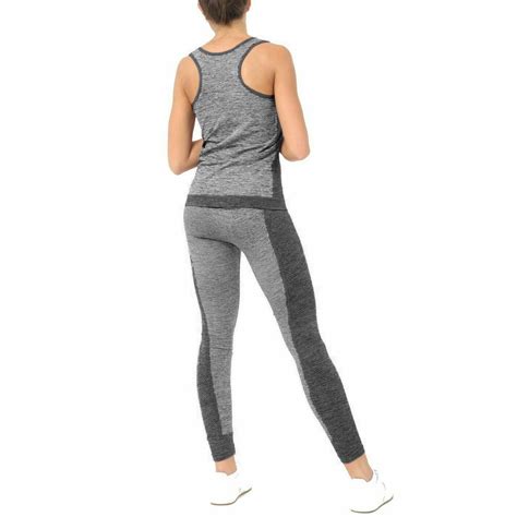 2pcs women sports yoga suit vest top leggings pants outfit