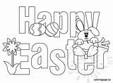 Easter Coloring Happy Colouring Pages Printable Print Sheet Worksheets Words Printables Cards Bunny Card Color Sheets Egg Kids Eggs Coloringpage sketch template