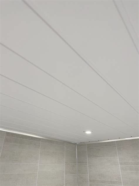 Matt White Twin Embedded 8mm Pvc Ceiling Panels Bathroom Cladding