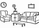 Room Clipart Coloring Living Dining Drawing Pages sketch template
