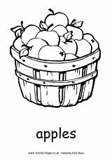 Coloring Pages Apples Colouring Basket Apple Harvest Age School Food Fall Bushel Printable Kids Orchard Loads Autumn Activity Colour Sheets sketch template