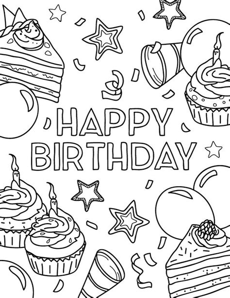 printable happy birthday coloring page   happy birthday