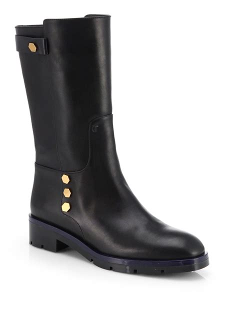 tods flat mate leather mid calf boots  black lyst
