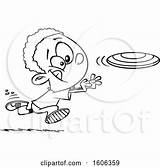 Frisbee Chasing Boy Illustration Cartoon Toonaday Royalty Clipart Vector 2021 sketch template