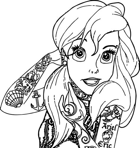 tattooed disney princess coloring pages bubakidscom