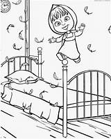 Jumping Bed Masha Coloring Pages sketch template
