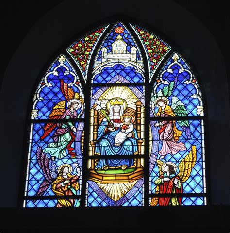 stained glass windows  lady  walsingham catholic church