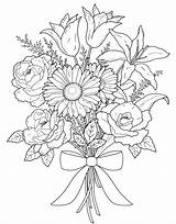 Coloring Flowers Pages Adults Realistic Print sketch template