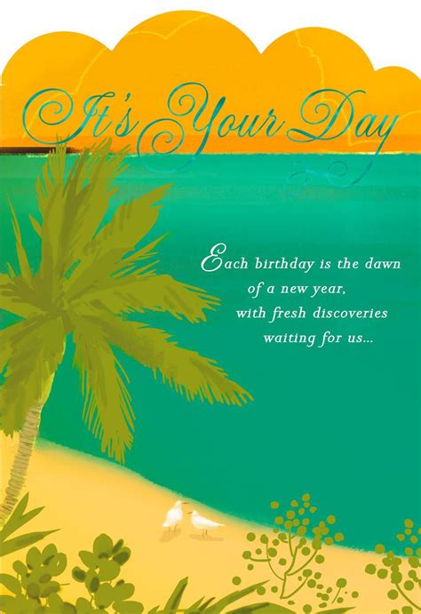palm tree on beach birthday card greeting cards hallmark