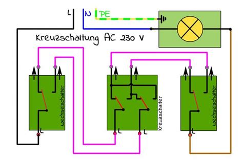 elektroschaltplan wechselschaltung  licht wiring diagram