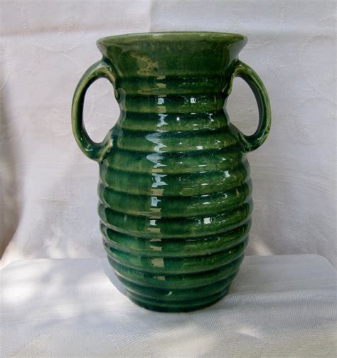 vintage mccoy pottery usa vase  blue green  klbvintagewares
