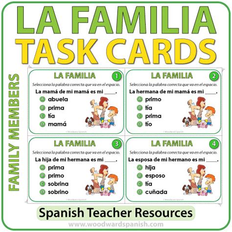 spanish family members task cards woodward spanish