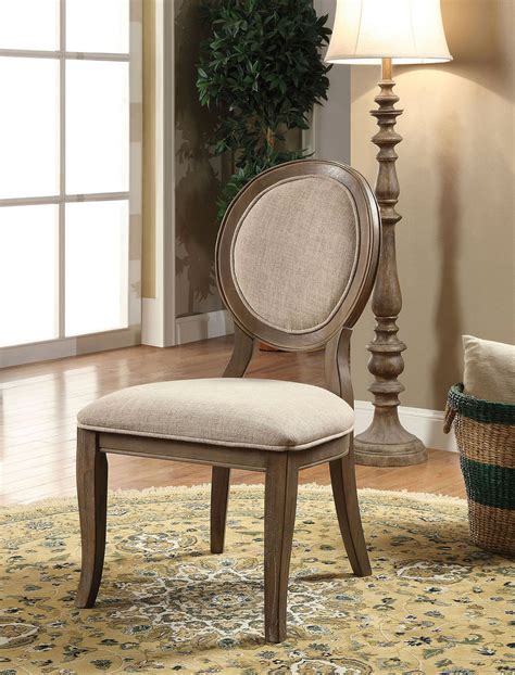set   hadley wood   dining chairs  rustic oak ivory fabric
