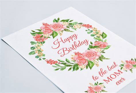 happy birthday mom printable card digital  birthday etsy