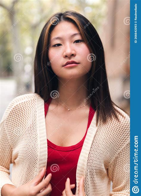 Serious Young Asian Woman Looking At Camera Stock Image Image Of