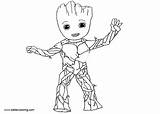 Groot Coloring Pages Baby Drawing Line Printable Color Kids Beautiful Adults sketch template