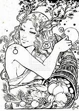 Coloring Pages Goddess Earth Drawing Adult Deviantart Tattoo Drawings Alice Books Fairy Gaia Visit Colouring Pagan Heaven sketch template