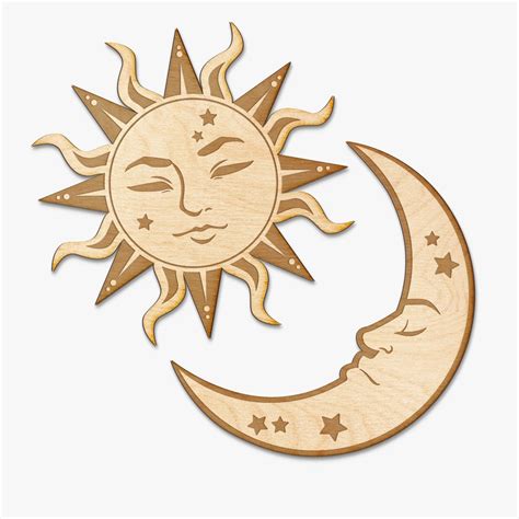 Sun And Moon Engraved Wood Sign Set Woodums