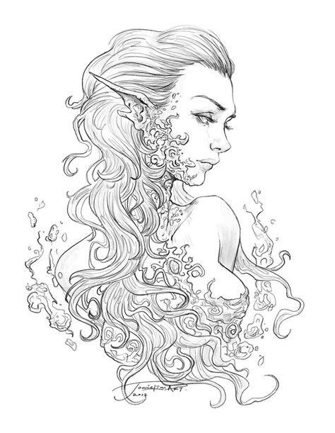 fantasy art coloring pages  adults frauki chererbse
