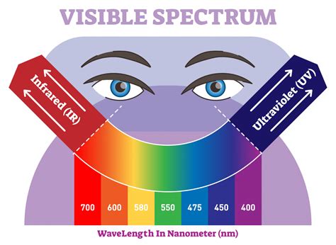 visible spectrum overview  colors listed  order  increasing wavelength color meanings