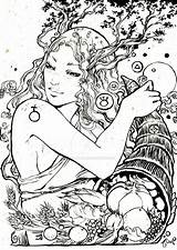 Coloring Pages Goddess Earth Deviantart Adult Drawing Tattoo Drawings Alice Colouring Gaia Pagan Fairy Visit Choose Board sketch template