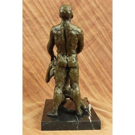 signed 100 bronze erotic sculpture nude art statue sex on marble base
