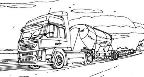 vtn semi truck   road coloring page  print