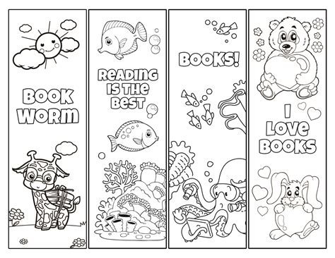 bookmark coloring printable printable word searches