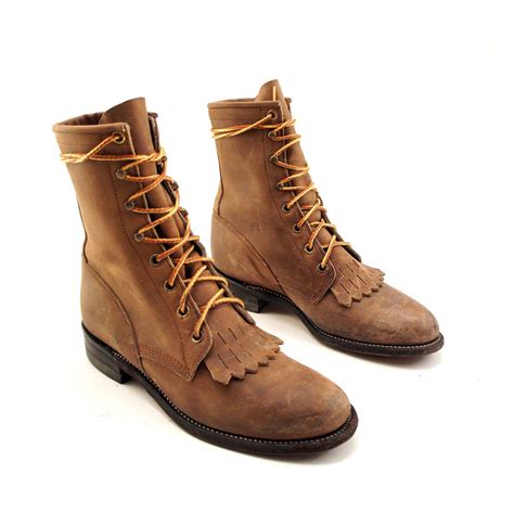lace  justin roper boots  brown leather  kilties
